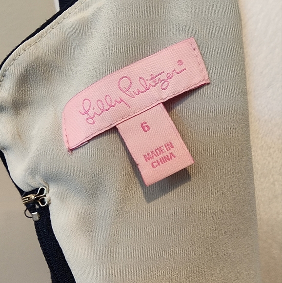 Lilly Pulitzer Navy Dress with Gold Beaded Neckline. Size 6. VGUC - Picture 6 of 6